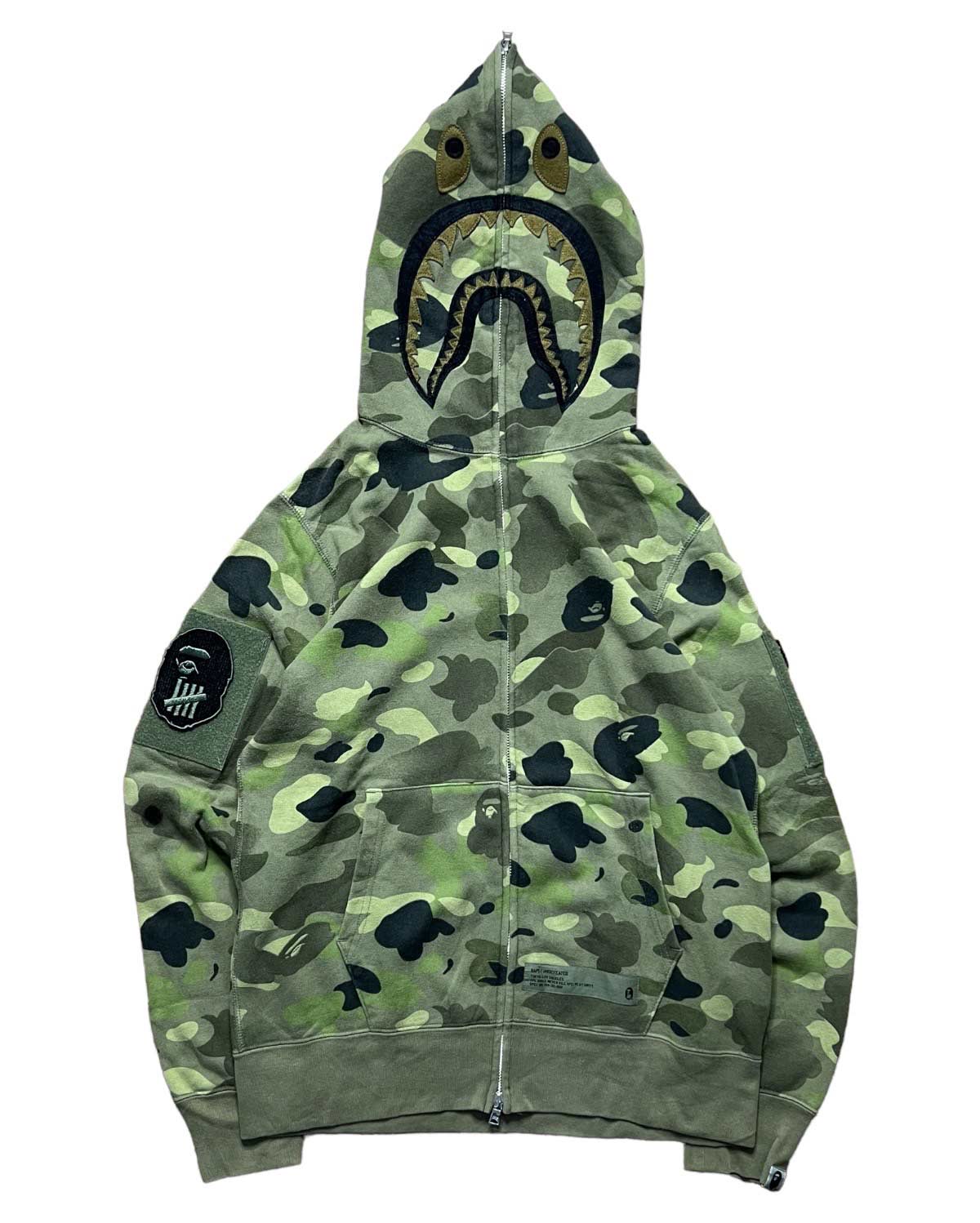 Bape x Undftd woodland ABC camo shark hoodie 